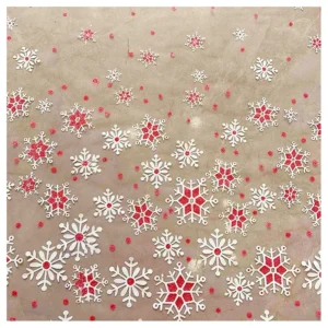YX2278 Guangzhou Custom Polyester Glitter Dot White Snowflake Printed Mesh Tulle Lining Fabric for Christmas Dress Garment...