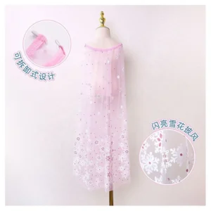 YX2278 Guangzhou Custom Polyester Glitter Dot White Snowflake Printed Mesh Tulle Lining Fabric for Christmas Dress Garment...