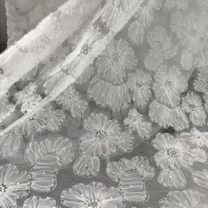 YX2284-2 High Quality White Polyester Embroidery Tulle Fabric Mesh 5 Yards for Lace Flowers Beads Pearl Embroidery Fabric...