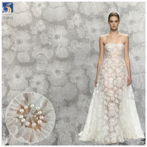 YX2284-2 High Quality White Polyester Embroidery Tulle Fabric Mesh 5 Yards for Lace Flowers Beads Pearl Embroidery Fabric...