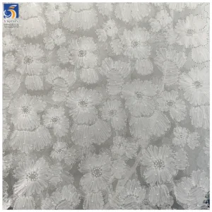 YX2284-2 High Quality White Polyester Embroidery Tulle Fabric Mesh 5 Yards for Lace Flowers Beads Pearl Embroidery Fabric...