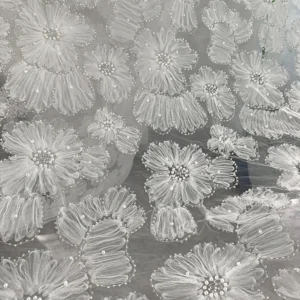 YX2284-2 High Quality White Polyester Embroidery Tulle Fabric Mesh 5 Yards for Lace Flowers Beads Pearl Embroidery Fabric...