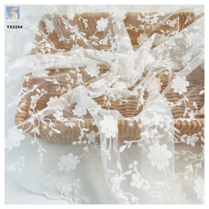 YX229 Factory Manufacturer 130cm Width Water Soluble Milk Silk Embroidery Flower Polyester Lace Fabric - 100% Polyester, 200...