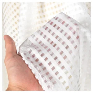 YX2290 High Quality 100% Polyester Organza Jacquard White Stripe Fabric Clothing Lining Organza Fabric - 100% Polyester, 60...