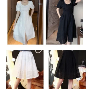 YX2290 High Quality 100% Polyester Organza Jacquard White Stripe Fabric Clothing Lining Organza Fabric - 100% Polyester, 60...