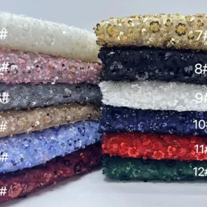 YX2379 Gold Beaded Sequin Mesh Embroidery Tulle Lace Fabric Polyester Floral Design 3mm Shiny Sequin Embroidery Fabric...