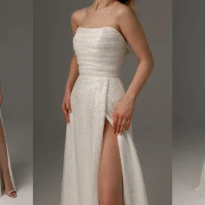 YX2390-1 Wholesale Transparent White Sequin Beads Tulle Fabric Wedding Dress Lace Fabric for Bridal Customization - 100%...