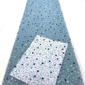YX2392-1 Wholesale African Crystal Sequin Dress Fabric Embroidered Tulle Bead Tube Lace for Girls' Wedding Dresses - 100%...
