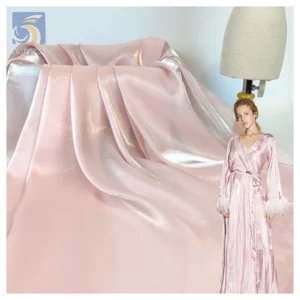 YX24 Champagne Soft Polyester Crystal Lily Satin Silk Organza Fabric Shiny Bridal Dress Fabric - 100% Polyester, 50 gsm, 150...