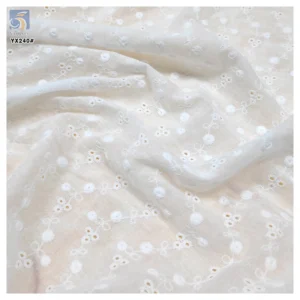 YX240 New Arrival 110gsm Summer Soft Lace Fabric Water Soluble Embroidery Pure White 100 Cotton Lace Fabric - 100% Cotton...