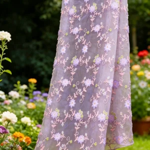 YX242 Multicolor Maple Leaf Custom 100% Polyester Tulle Floral Embroidered Net Fabric Wholesale - 100% Polyester, 100 gsm...