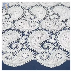 YX2435-1 2025 Best Selling Polyester Embroidered Water-Soluble Milk Lace Fabric Swiss Wedding Paisley Lace Fabric 15 Yards...