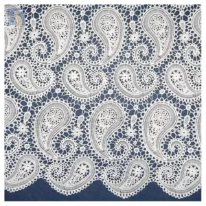 YX2435-1 2025 Best Selling Polyester Embroidered Water-Soluble Milk Lace Fabric Swiss Wedding Paisley Lace Fabric 15 Yards...