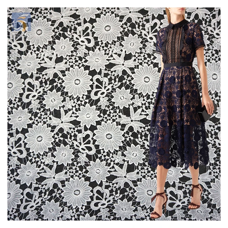 YX2436 Latest African Guipure Lace Fabric for Nigerian Party Wedding Dress Water Soluble Lace Dress - 100% Polyester, 125...