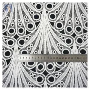 YX2439 White Sexy Lace Hollow Out Top Water Soluble Lace Fabric for Woman Nigerian Eyelet Lace Blouse Fabrics - 100%...