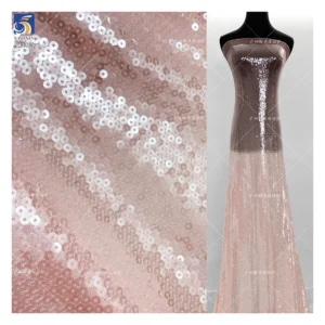YX2469 Nude Transparent Payette Sequin Fabric Lace Sheer 3mm Sequin Fabric for Stage Model Performance Dance Dress - 100%...