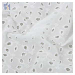YX2475 High Quality White Dry Cotton Lace Fabric Eyelet Embroidery Cotton Swiss Voile Lace Fabric for Blouse - 100% Cotton...