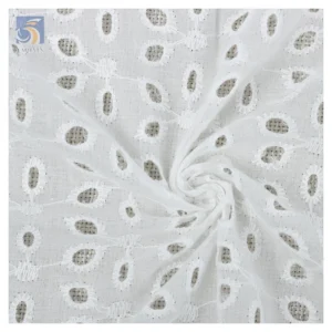 YX2475 High Quality White Dry Cotton Lace Fabric Eyelet Embroidery Cotton Swiss Voile Lace Fabric for Blouse - 100% Cotton...
