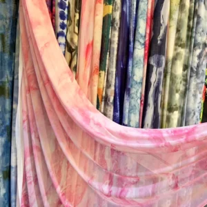 YX251 New Trendy Tie-Dye Design Fabric 95 Polyester 5 Spandex Mesh Stretch Knitted Dress Printed Fabric - 100% Polyester...