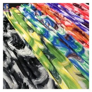 YX251 New Trendy Tie-Dye Design Fabric 95 Polyester 5 Spandex Mesh Stretch Knitted Dress Printed Fabric - 100% Polyester...