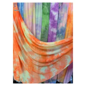 YX251 New Trendy Tie-Dye Design Fabric 95 Polyester 5 Spandex Mesh Stretch Knitted Dress Printed Fabric - 100% Polyester...