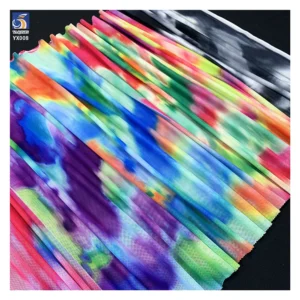 YX251 New Trendy Tie-Dye Design Fabric 95 Polyester 5 Spandex Mesh Stretch Knitted Dress Printed Fabric - 100% Polyester...