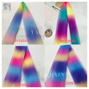 YX2533 Zhongda Market Custom Printed Rainbow Tulle Fabric Per Yards Gradient Polyester Nylon Mesh Rainbow Fabric Christmas...