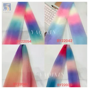 YX2533 Zhongda Market Custom Printed Rainbow Tulle Fabric Per Yards Gradient Polyester Nylon Mesh Rainbow Fabric Christmas...