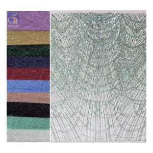 YX2574 White Embroidery Fabric Bridal Tulle Mesh Lace With Beads African Sequin Lace Fabrics for Dresses - Polyester...