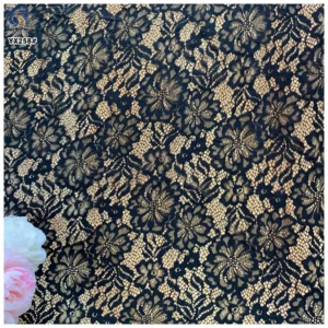 YX258 Latest Soft Polyester Material Dark Purple Lace Fabric 5 Yard Flowers Embroidery Chantilly Lace Fabric - 100%...