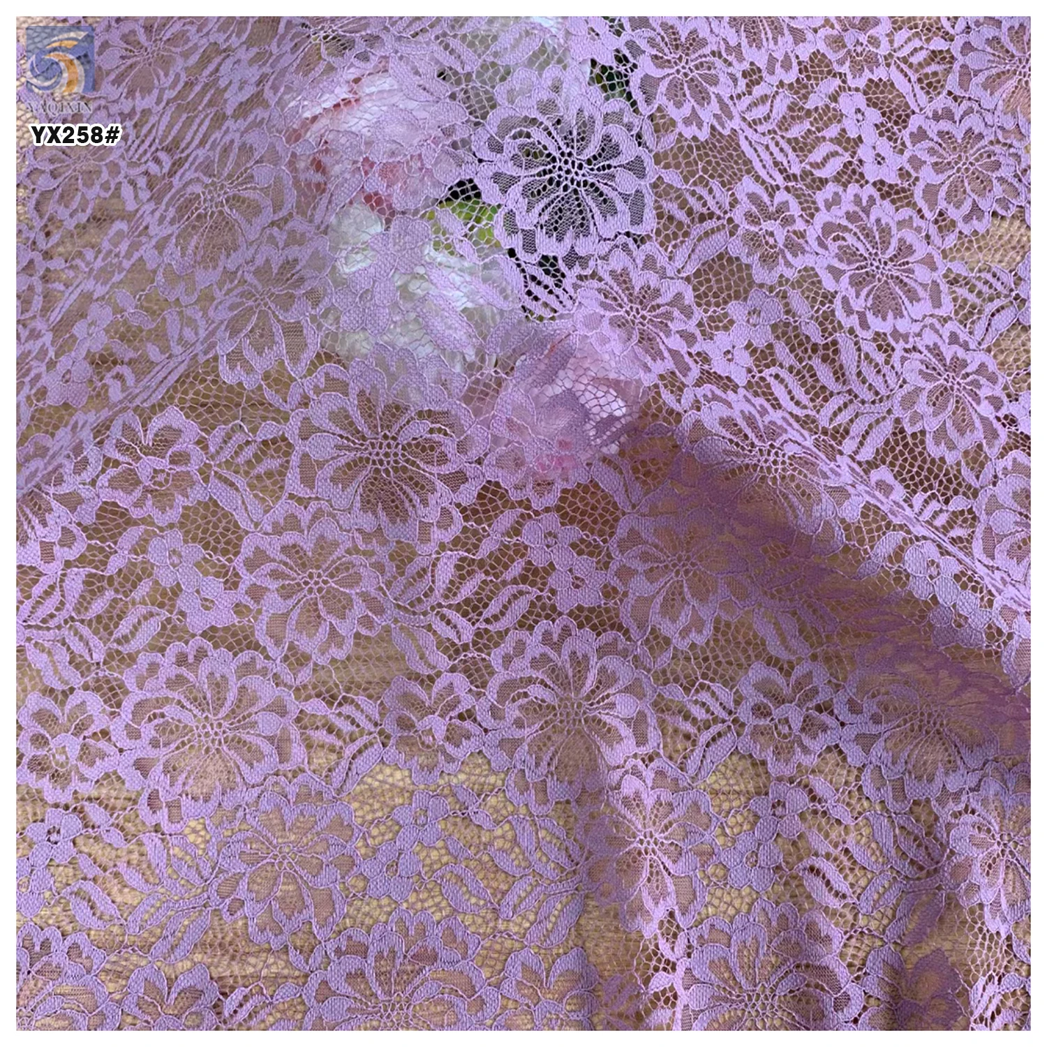 YX258 Latest Soft Polyester Material Dark Purple Lace Fabric 5 Yard Flowers Embroidery Chantilly Lace Fabric - 100%...