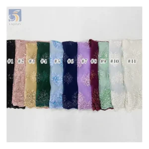 YX2582 OEM Mint Green African Laces Fabrics Sequins Beaded Embroidery Fabric for Women's Dresses and Weddings - 100%...