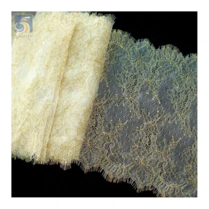 YX2633 Custom Wholesale Price African Lace Fabric Bridal 2024 New Polyester Eyelash Lace Fabric Knitted 3M*22CM - 100%...