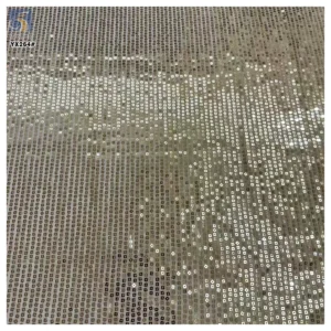 YX264 Luxurious Embroidery 100% Polyester 300gsm 5mm Square Gold Sequin Velvet Fabric - 100% Polyester, 300 gsm, 140 CM...
