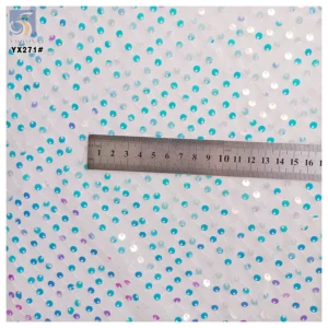 YX271 European and American Style Fashion Dress Fabric 120gsm Multicolor Gradient 5mm Sequin Mesh Lace Fabric - 100%...