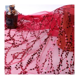 YX2722 Guangzhou Wholesale 7mm Tassel Sequin Embroidery Mesh Lace Fabric for Belly Dance Skirt - 100% Polyester, 级, 152 CM...