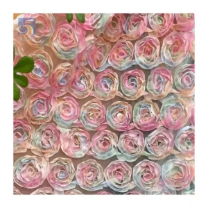 YX2725 New Design 2026 Multi-Color Gradient 3D Flower Embroidery Tulle Fabric With 3D Roses - 100% Polyester, 130 gsm, 130...