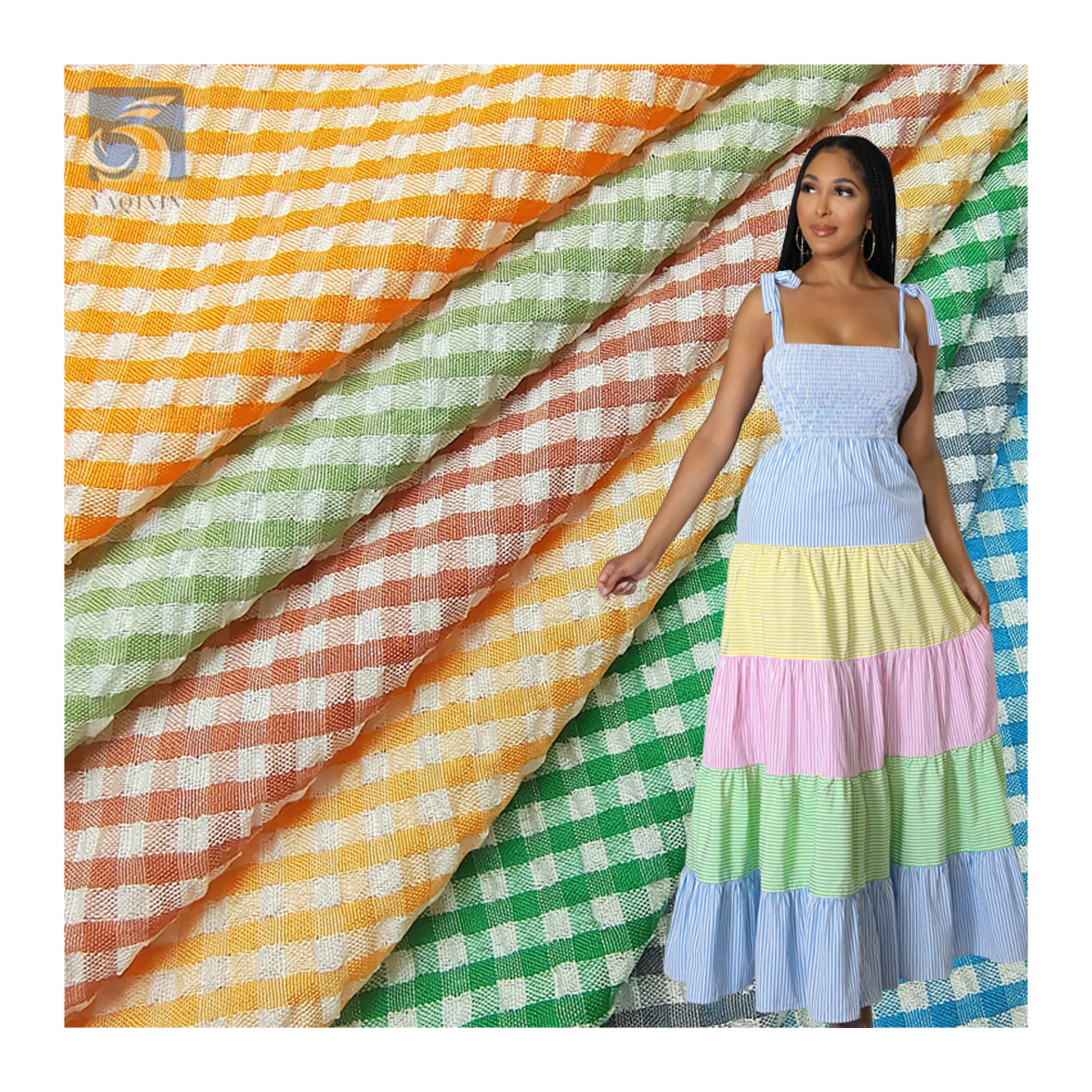 YX2729 Wholesale Woven Yarn Dyed Check Plaid Shirting Fabric 100 Polyester Checked Fabric - 100% Polyester, 95 gsm, 145 CM...