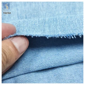 YX276 Light Blue Color Denim Premium 340gsm 100% Cotton Washed 10*10 Thick Denim Fabrics for Clothing - 100% Cotton, 340...