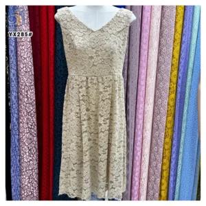 YX285 High Quality Woven 90%Nylon 10%Spandex Stretch Jacquard White Floral Lace Fabric for Blouses - 100% Polyester, 260 G...