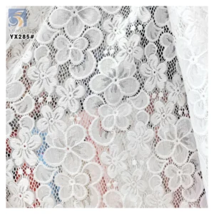 YX285 High Quality Woven 90%Nylon 10%Spandex Stretch Jacquard White Floral Lace Fabric for Blouses - 100% Polyester, 260 G...