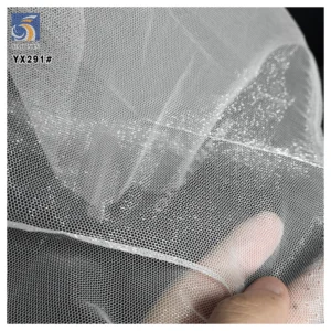 YX291 Pure White 40A 26gsm High Quality 100% Polyester Glimmer Glossy Net Mesh Fabric for Clothing - 100% Polyester, 26 gsm...