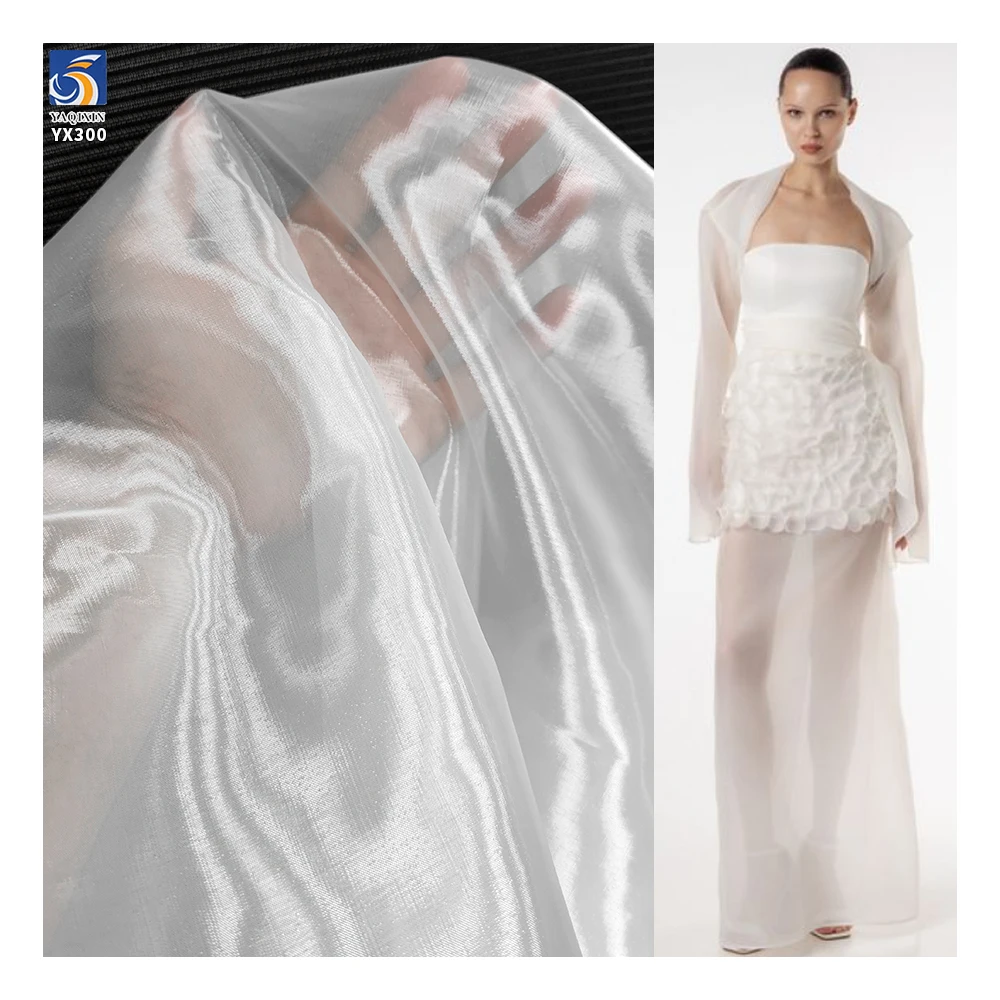 YX300 High-grade 30*60 Organza 38g Glossy Thickened Polyester Shiny Sheer Organza Fabric for Wedding - 100% Polyester, 38...