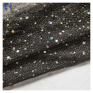 YX301 New Arrivals Star Sequins Embroidery Soft Tulle Moon Star Sequined Mesh Tulle Fabric Skirt Women's Clothing Fabric...