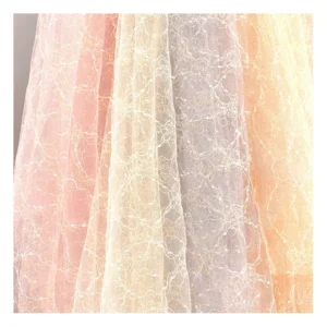 YX306 Wholesale Ready-made Gold and Silver Yarn Jacquard Mesh Fabric for Lace Decoration - 100% Polyester, 30 gsm, 160 CM...