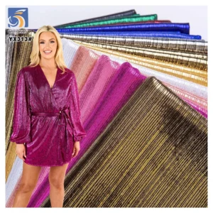 YX313 95 Polyester 5 Spandex Stretch Jacquard Knitted Stripes Fabric Fashion Beauty Skirts Lurex Moonlight Knit Fabric...