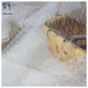 YX316 Good Quality Diamond-Shaped 100 Polyester Knitted Mesh Fabric Gold and Silver Thread Mesh Jacquard Tulle Fabric - 100%...