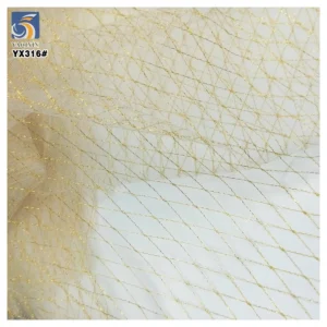 YX316 Good Quality Diamond-Shaped 100 Polyester Knitted Mesh Fabric Gold and Silver Thread Mesh Jacquard Tulle Fabric - 100%...