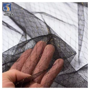 YX316 Good Quality Diamond-Shaped 100 Polyester Knitted Mesh Fabric Gold and Silver Thread Mesh Jacquard Tulle Fabric - 100%...