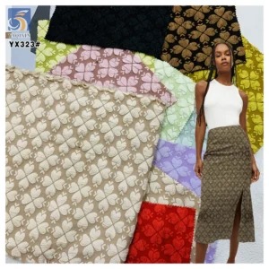 YX323 High Quality T800 Woven Polyester Chiffon Jacquard Fabric Four-Leaf Clover Embossed 3D Jacquard Fabric - 100%...